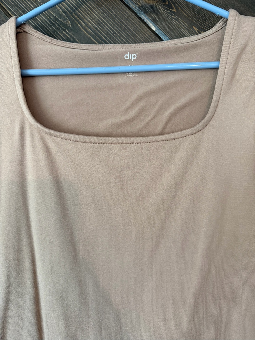 dip Long Sleeve Scoop Neck Bodysuit in Beige - Picture 2 of 2